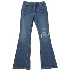 We‎ The Free Free People Carmen Flare Jeans Blue Distressed Knee Size 30